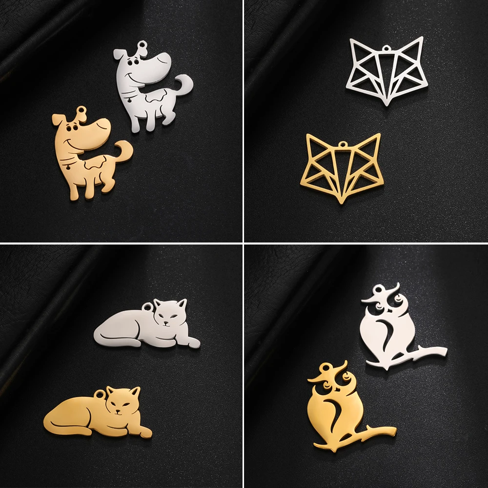 5pcs/Lot Stainless Steel Dog Cat Elephant Jewelry Charms For Necklaces Keychains Diy Making Cute Animals Pendants Accessories
5pcs/Lot Stainless Steel Dog Cat Elephant Jewelry Charms For Necklaces Keychains Diy Making Cute Animals Pendants Accessories