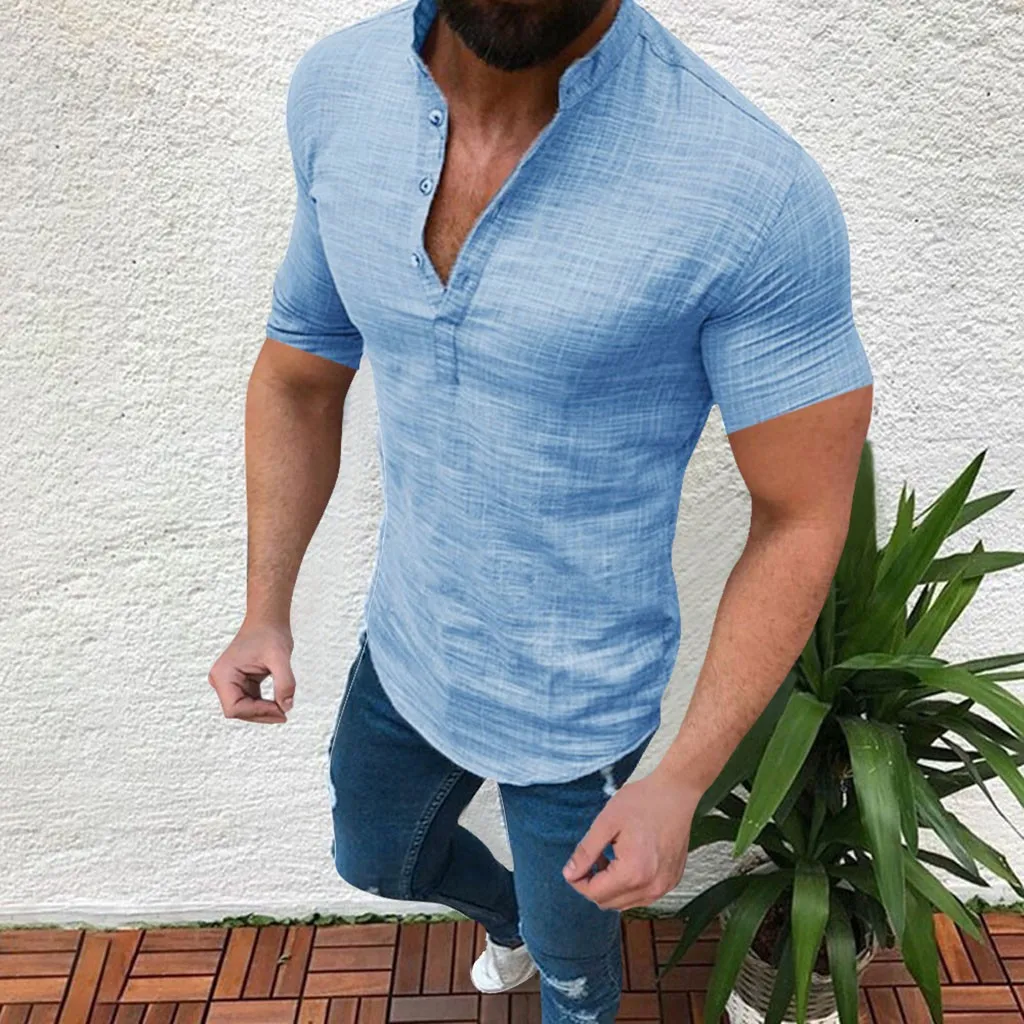 Short Sleeve Breathable Men's Baggy Casual Shirts Slim Fit Solid Cotton Shirts Mens Pullover Tops Blouse
Short Sleeve Breathable Men's Baggy Casual Shirts Slim Fit Solid Cotton Shirts Mens Pullover Tops Blouse