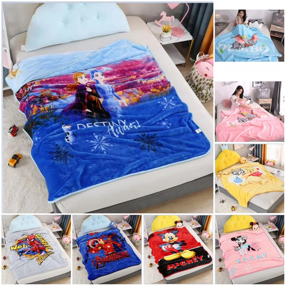 

Mickey Blanket Minnie Disney Mouse Spidwerman Children Cartoon Thick Frozen Flannel 150x200cm Baby Boys Girls Gift Bed Cover
