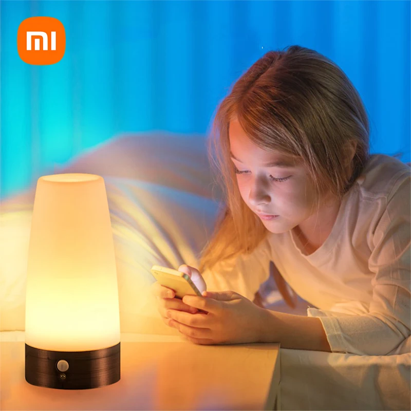 

Ночной смарт-светильник Xiaomi, маленький светодиодный ночник с датчиком движения, с беспроводным аккумулятором, для спальни, прихожей, стола