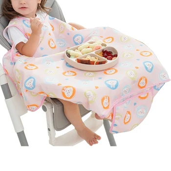 Baby Sleeveless Bibs Toddler Dining Chair Bib Child 6-48M Self-Feeding Bib Highchair Table Cover One-piece Eating Apron