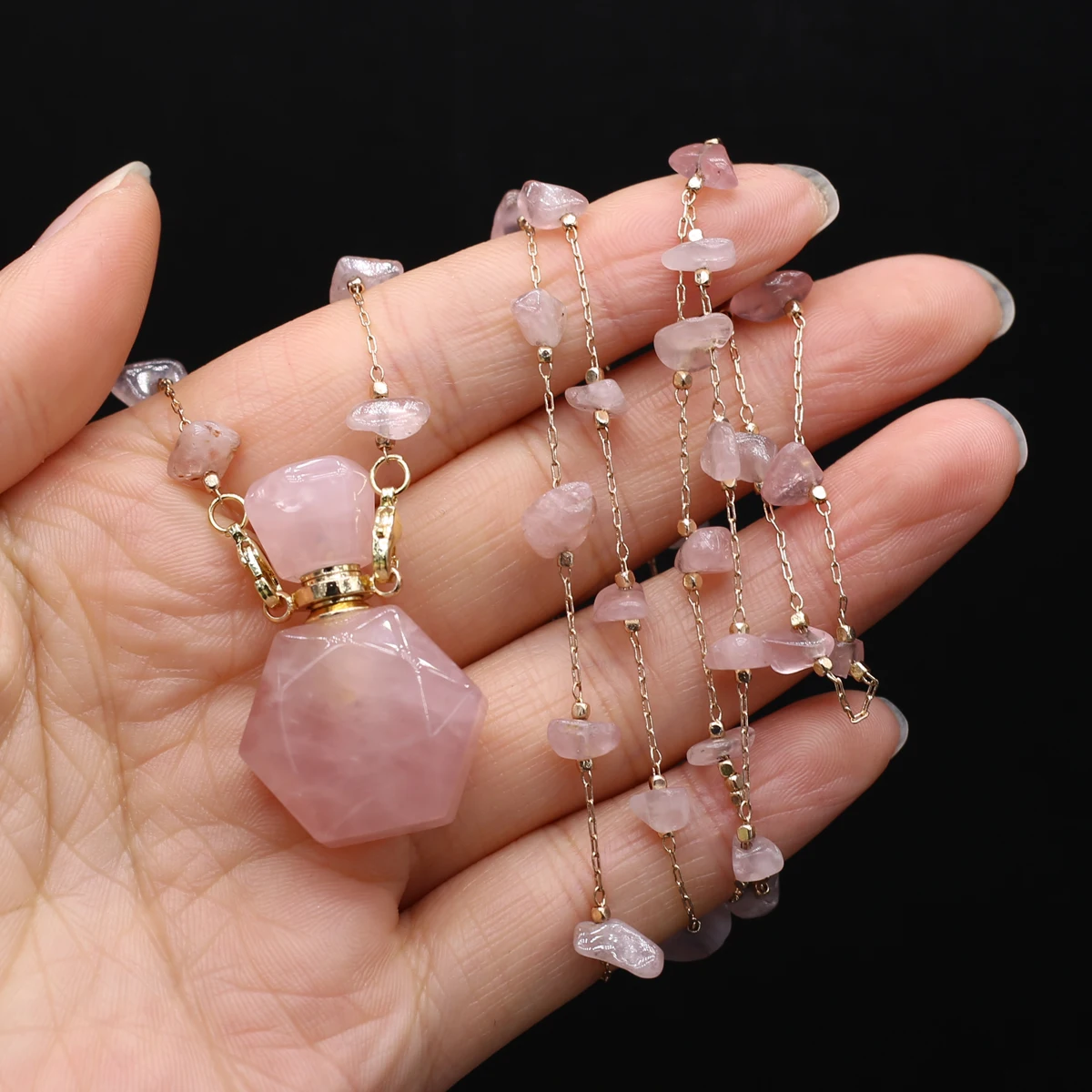 Natural Stone Quartz Perfume Bottle Necklace Gold Color Stainless steel Chain for Women Necklace Jewelry Birthday Gifts
Natural Stone Quartz Perfume Bottle Necklace Gold Color Stainless steel Chain for Women Necklace Jewelry Birthday Gifts