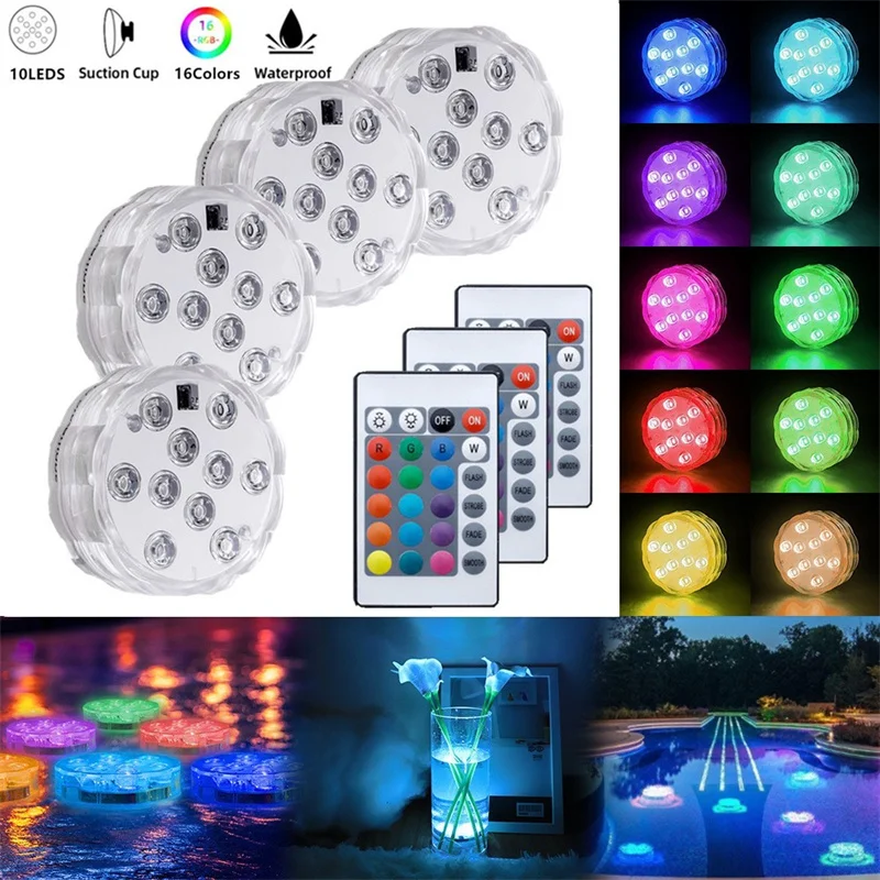 Night Light 10leds RGB Submersible Light Underwater LED Swimming Pool Light for Outdoor Vase Fish Tank Pond Disco Wedding Party
Night Light 10leds RGB Submersible Light Underwater LED Swimming Pool Light for Outdoor Vase Fish Tank Pond Disco Wedding Party