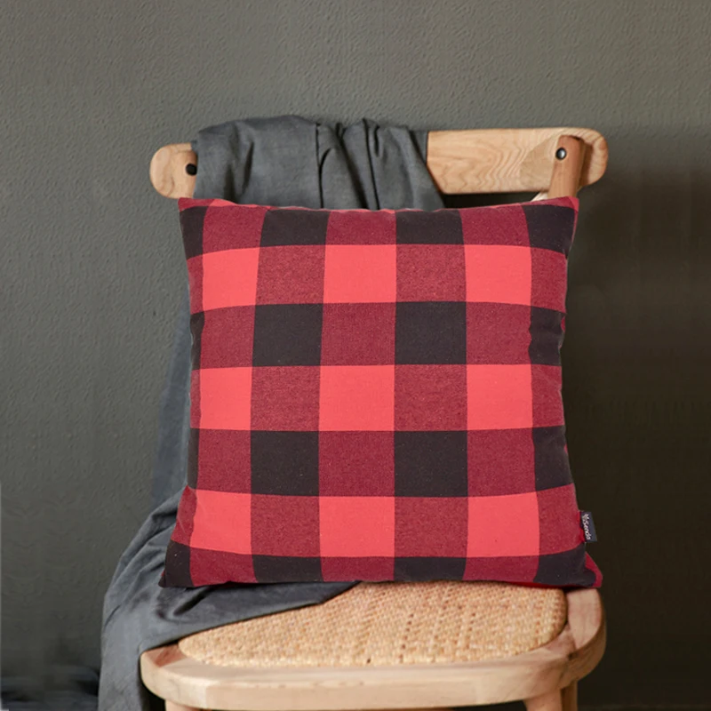 

Red Black Plaid Decorative Throw Pillow Covers Buffalo Check Cushion Cover Farmhouse Pillows Cases Sofa Cushions for Home 45x45