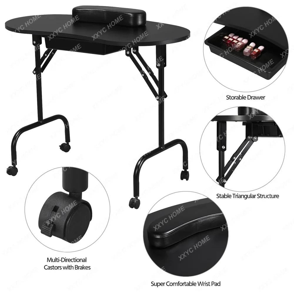 Folding Manicure Table with Lockable Wheels and Bag Black Nail Art Shop Mesa Para Uñas Manicura
Folding Manicure Table with Lockable Wheels and Bag Black Nail Art Shop Mesa Para Uñas Manicura