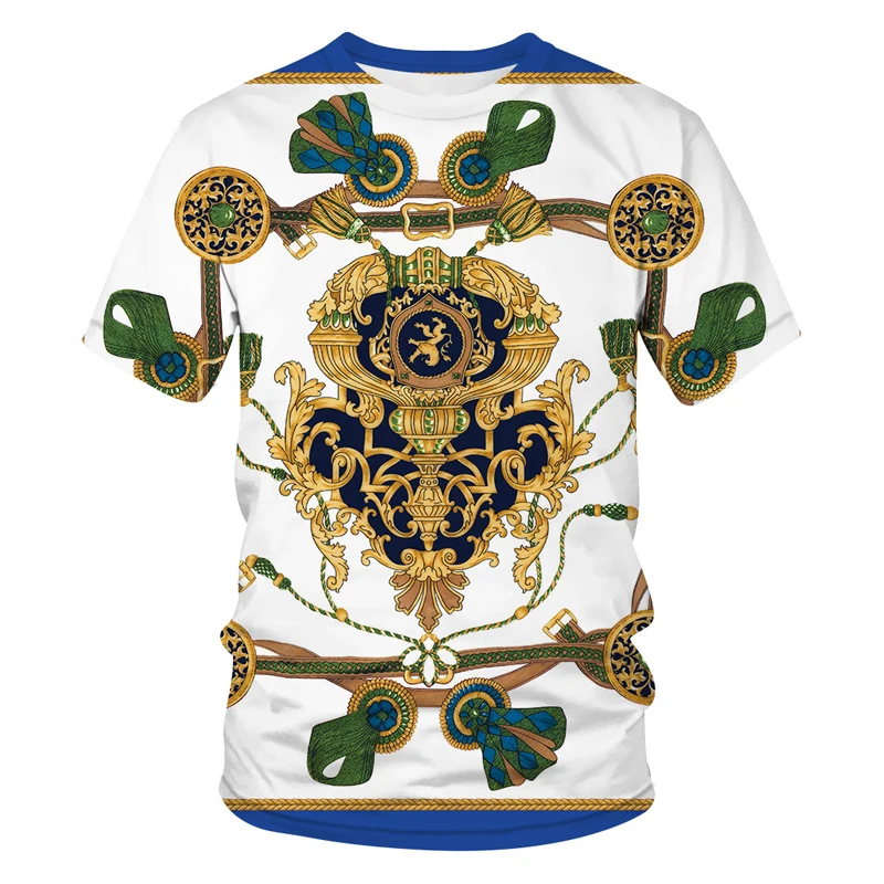 2022 summer new hot men's T-shirt luxury Baroque chain style 3D printed T-shirt Street Casual Short Sleeve Top
2022 summer new hot men's T-shirt luxury Baroque chain style 3D printed T-shirt Street Casual Short Sleeve Top