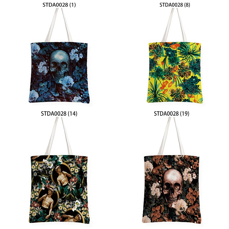 Creative Skull Flowers Storage Bags Shopper Handbag Girl Shoulder Shopping Bag Closet Organizer Lady Canvas Bag Multi-Purpose
Creative Skull Flowers Storage Bags Shopper Handbag Girl Shoulder Shopping Bag Closet Organizer Lady Canvas Bag Multi-Purpose