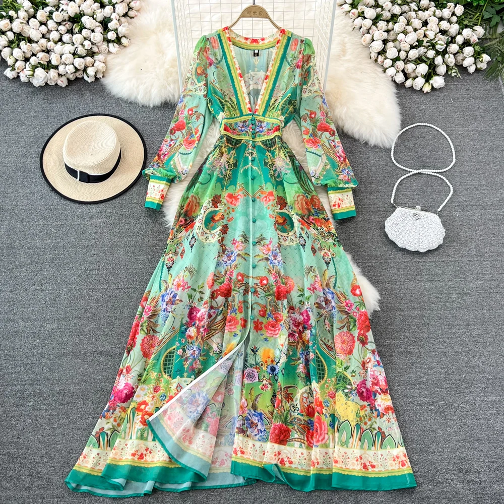 2022 Summer Fashion New Runway Elegant Chiffon Maxi Dress Women Deep V Neck Print Boho Holiday Party Long Dresses Vestidos
2022 Summer Fashion New Runway Elegant Chiffon Maxi Dress Women Deep V Neck Print Boho Holiday Party Long Dresses Vestidos