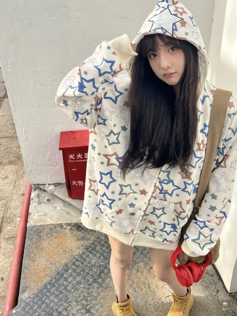 Deeptown Y2k Zip Up Hoodie Women Streetwear 90s Star Graphics Print Hood Sweatshirt Harajuku Causal Long Sleeve 2000s Top Autumn
Deeptown Y2k Zip Up Hoodie Women Streetwear 90s Star Graphics Print Hood Sweatshirt Harajuku Causal Long Sleeve 2000s Top Autumn