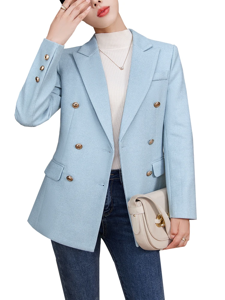 Women's Formal Suit Blazers Autumn&Winter Ladies Office Blue Pink Long Sleeve Double Breasted Jacket Female Work Wear Slim Coats
Women's Formal Suit Blazers Autumn&Winter Ladies Office Blue Pink Long Sleeve Double Breasted Jacket Female Work Wear Slim Coats