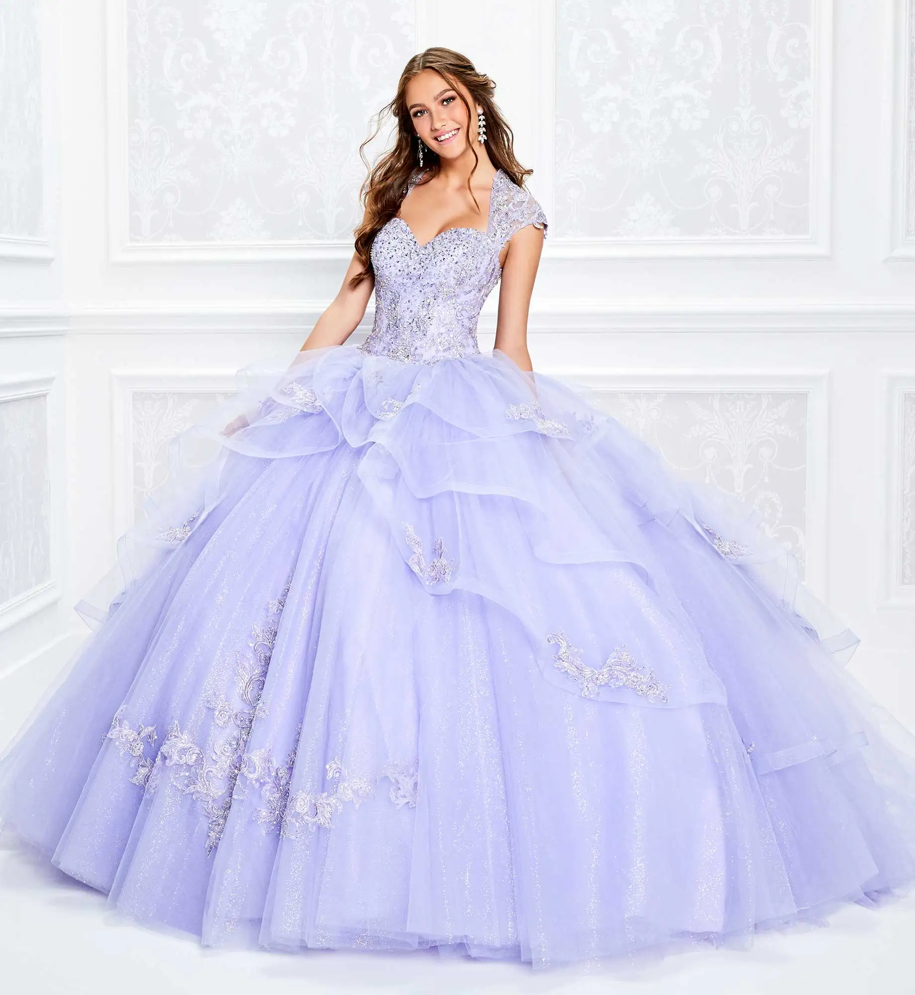 

Lilac Quinceanera Dresses Ball Gown Sweetheart Tulle Appliques Beaded Puffy Mexican Sweet 16 Dresses Charro 15 Anos