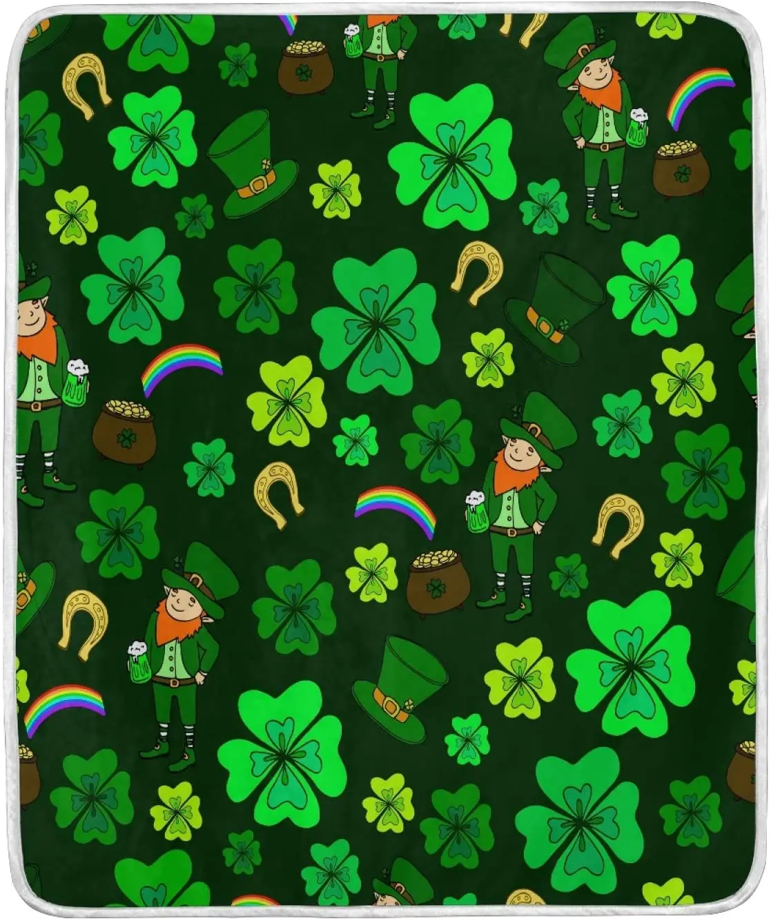 All Season Warm Throws and Blankets St. Patrick's Day Green Leprechaun and Hat with Clover Rainbow Shamrock Crystal Velvet Blank
All Season Warm Throws and Blankets St. Patrick's Day Green Leprechaun and Hat with Clover Rainbow Shamrock Crystal Velvet Blank