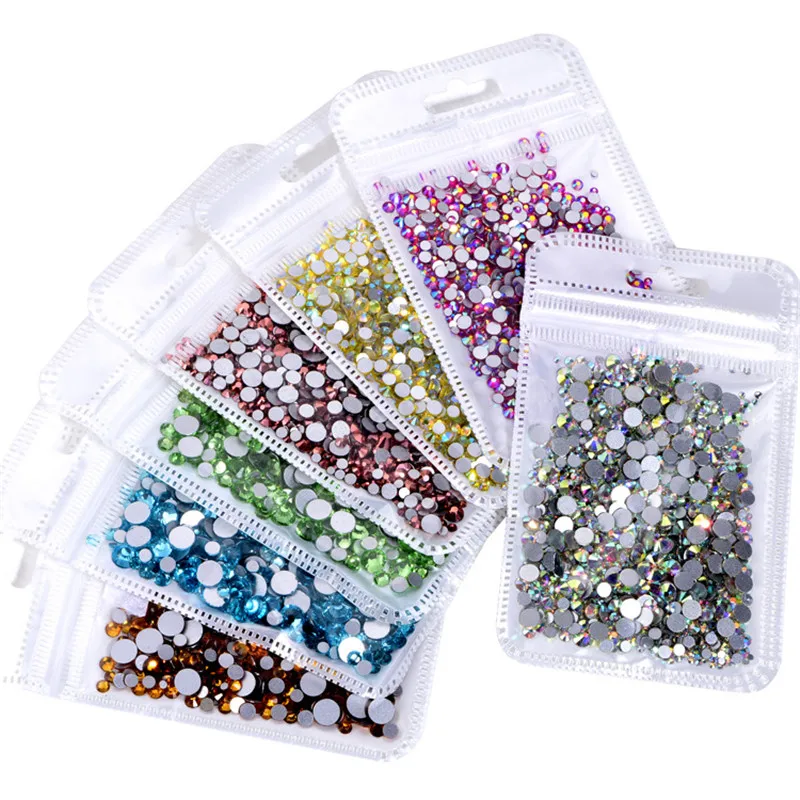 

Mixed size s3~ss30 1440pcs/bag Super Bright Glass Crystal Rhinestones Non HotFix FlatBack for Nail Art Decoretions