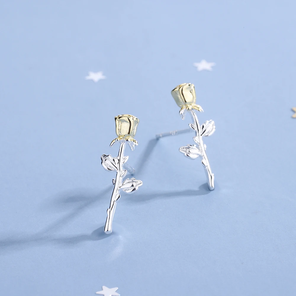 925 Sterling Silver Unique Rose Flower Stud Earrings for Women Girls Gold Tulips Ear Studs Fine Jewelry Dainty Ears Gift
925 Sterling Silver Unique Rose Flower Stud Earrings for Women Girls Gold Tulips Ear Studs Fine Jewelry Dainty Ears Gift