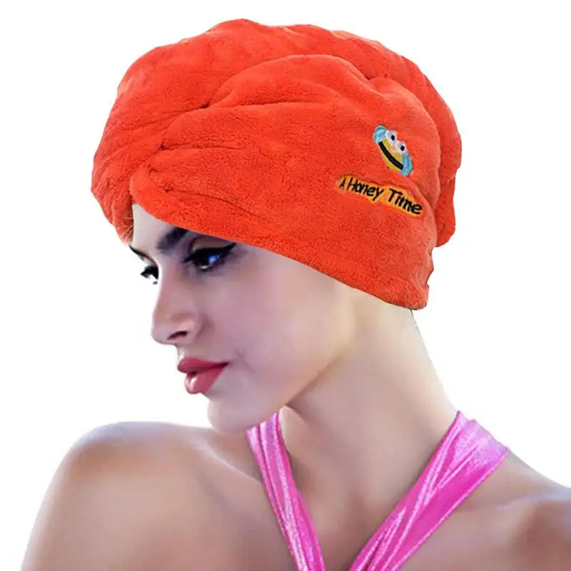 

Coral Microfiber Hair Towel Ultra Absorbent Quick Dry Hair Towels Cute Cartoon Coral Fleece Thickening Fast Drying Hair Turban