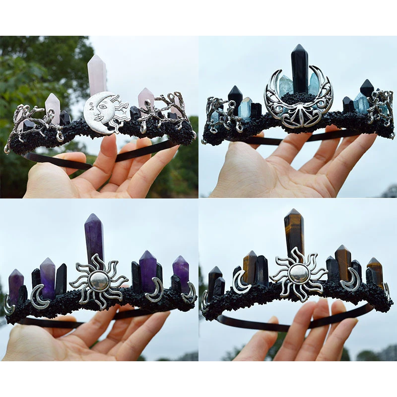 Natural Crystal Hexagonal Column Head Band Tiara Witch Crown Hair Accessories Handmade Headwear Crow Headband Healing Jewelry
Natural Crystal Hexagonal Column Head Band Tiara Witch Crown Hair Accessories Handmade Headwear Crow Headband Healing Jewelry