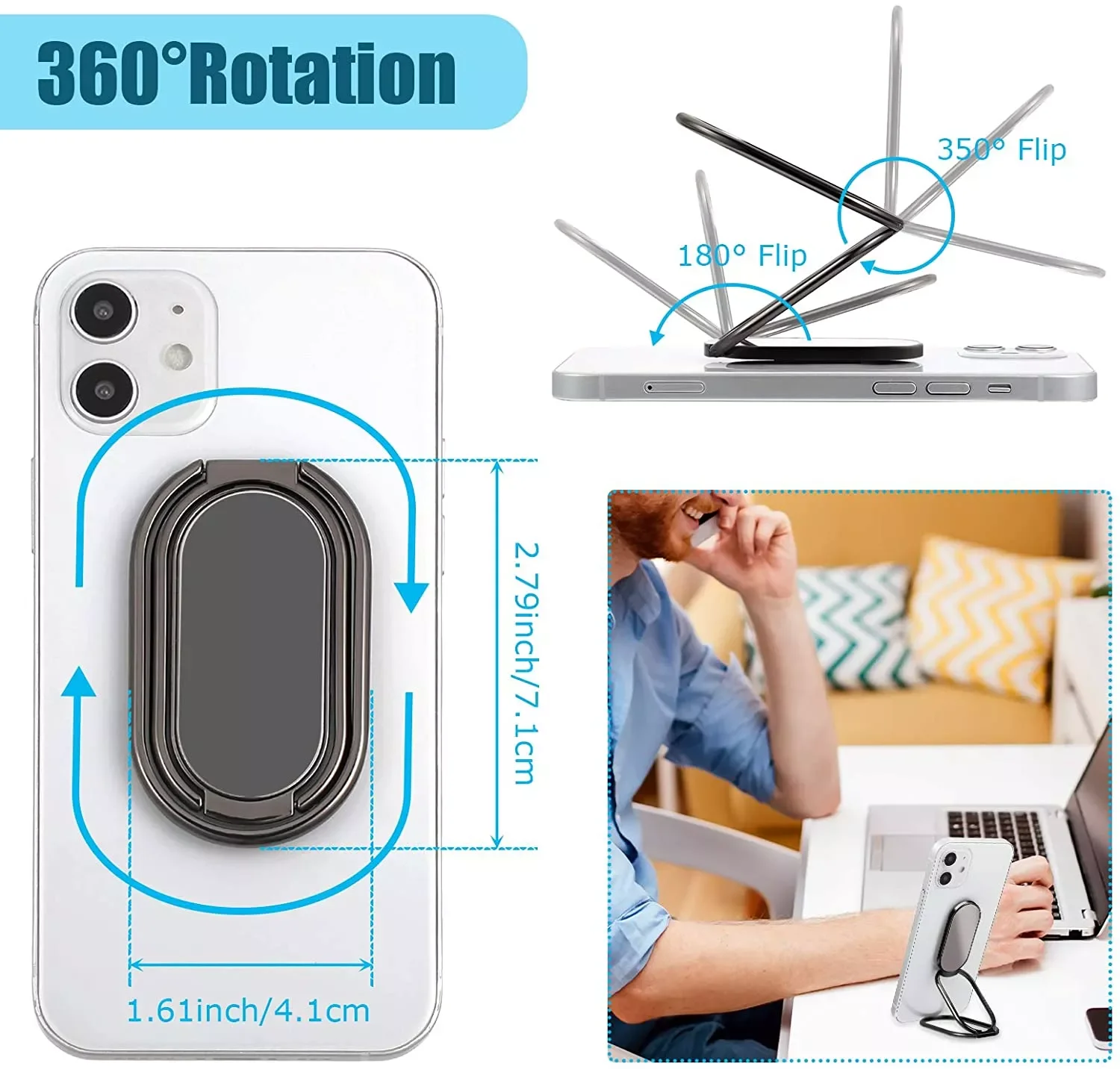 

360 Degree Rotation Metal Cell Phone Ring Grip Foldable Cellphone Stand for Magnetic Car Hold Phone Ring Holder Finger Kickstand