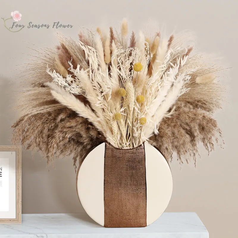 

85PCS Natural Dried Flowers Pampas Rabbit Tail Grass Bouquet Boho Nordic Home Decor Phragmites Wheat Ears For Wedding Decoration