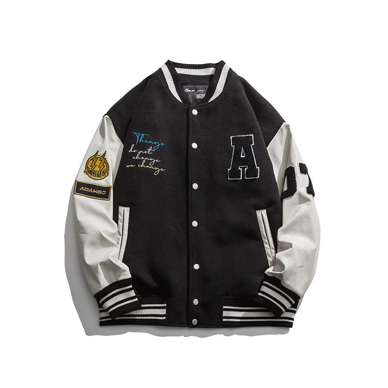 Harajuku Bomber Women's Jacket Single-breasted Loose Leather Sleeve Baseball Uniform Coat Letter Bear Embroidery Men Jackets
Harajuku Bomber Women's Jacket Single-breasted Loose Leather Sleeve Baseball Uniform Coat Letter Bear Embroidery Men Jackets