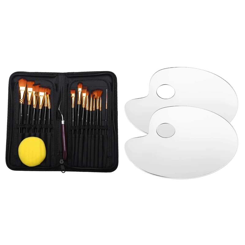 15Pcs Artist Paint Brush Set Nylon Art Paint Brushes With Case & 2Pcs Acrylic Artist Paint Palette 11.8 X 7.9 Inch
15Pcs Artist Paint Brush Set Nylon Art Paint Brushes With Case & 2Pcs Acrylic Artist Paint Palette 11.8 X 7.9 Inch