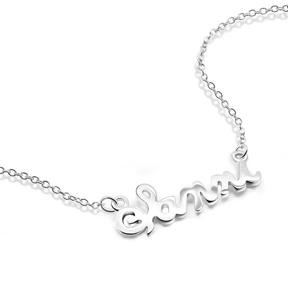 

ziqiudieS925 sterling silver English alphabet necklace girls clavicle chain OL white collar silver short necklace birthday lover