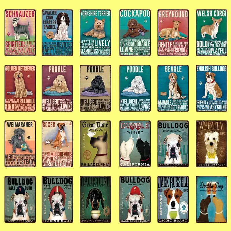 Pet Dogs Poodle Bulldog Beagle Schnauzer Metal Sign Posters art Vintage Mural Painting Custom Decor poster pulp faction
Pet Dogs Poodle Bulldog Beagle Schnauzer Metal Sign Posters art Vintage Mural Painting Custom Decor poster pulp faction