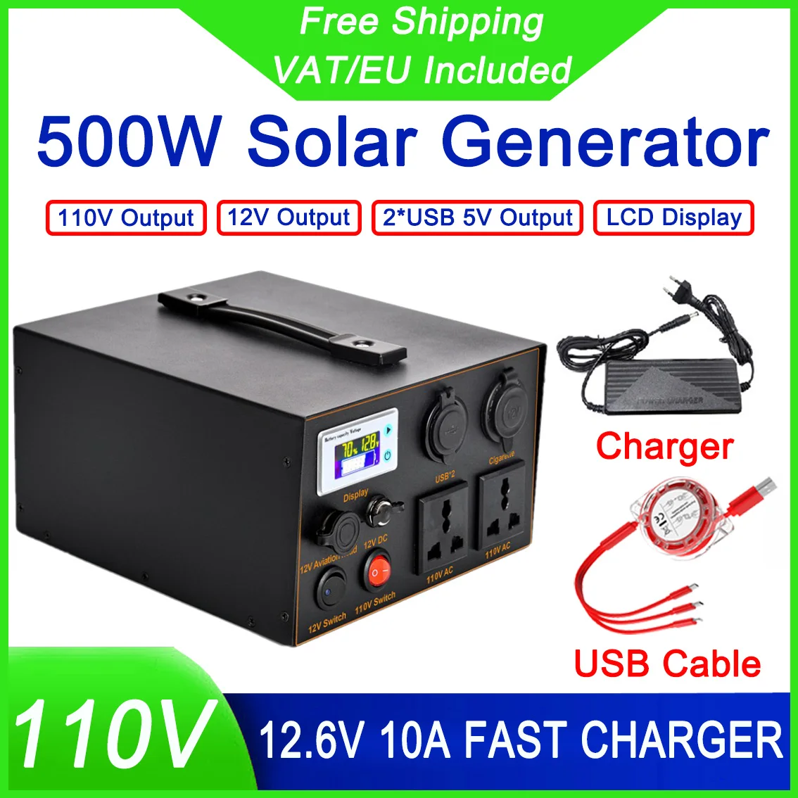 110V Portable Power Station AC DC Inverter Backup Lithium Battery Solar Generator with Fast Charging for Travel Fishing Hunting
110V Portable Power Station AC DC Inverter Backup Lithium Battery Solar Generator with Fast Charging for Travel Fishing Hunting