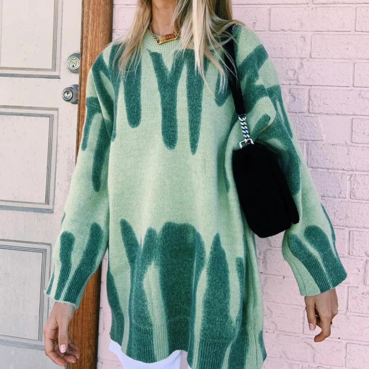 Green Print Knitted Sweater Women Vintage Green Striped Sweater Oversized Pullovers Women Streetwear Loose Long Sweaters Sueter
Green Print Knitted Sweater Women Vintage Green Striped Sweater Oversized Pullovers Women Streetwear Loose Long Sweaters Sueter
