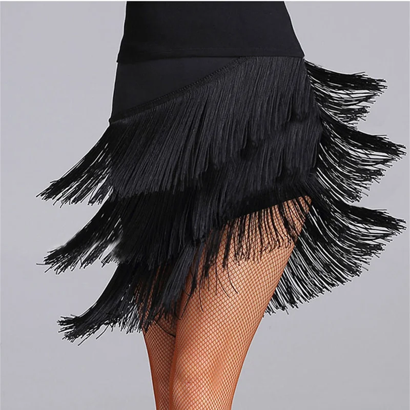 

2023 Latin Dance Skirt Sexy Women Top Costume Samba Tango Layers Tassels Dresses Competition Performance Salsa Lady Latin Skirts