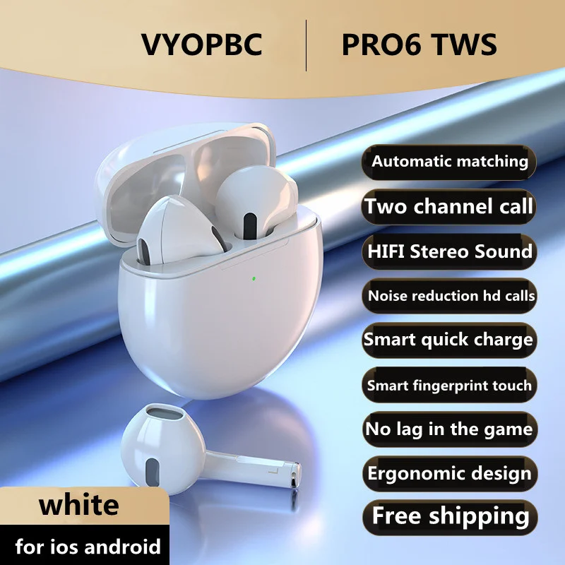 Оригинальные беспроводные наушники Pro6 tws с сенсорным управлением, Bluetooth 5,0, спортивные наушники-вкладыши, музыкальная гарнитура для всех сма...
Оригинальные беспроводные наушники Pro6 tws с сенсорным управлением, Bluetooth 5,0, спортивные наушники-вкладыши, музыкальная гарнитура для всех сма...