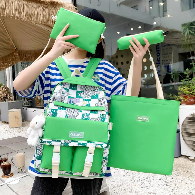 4 Piece Set School Bags for Teen Girls Backpack Women High Schoolbag Cute Cartoon Nylon Bookbag Campus Casual Korean Bagpack 
4 Piece Set School Bags for Teen Girls Backpack Women High Schoolbag Cute Cartoon Nylon Bookbag Campus Casual Korean Bagpack