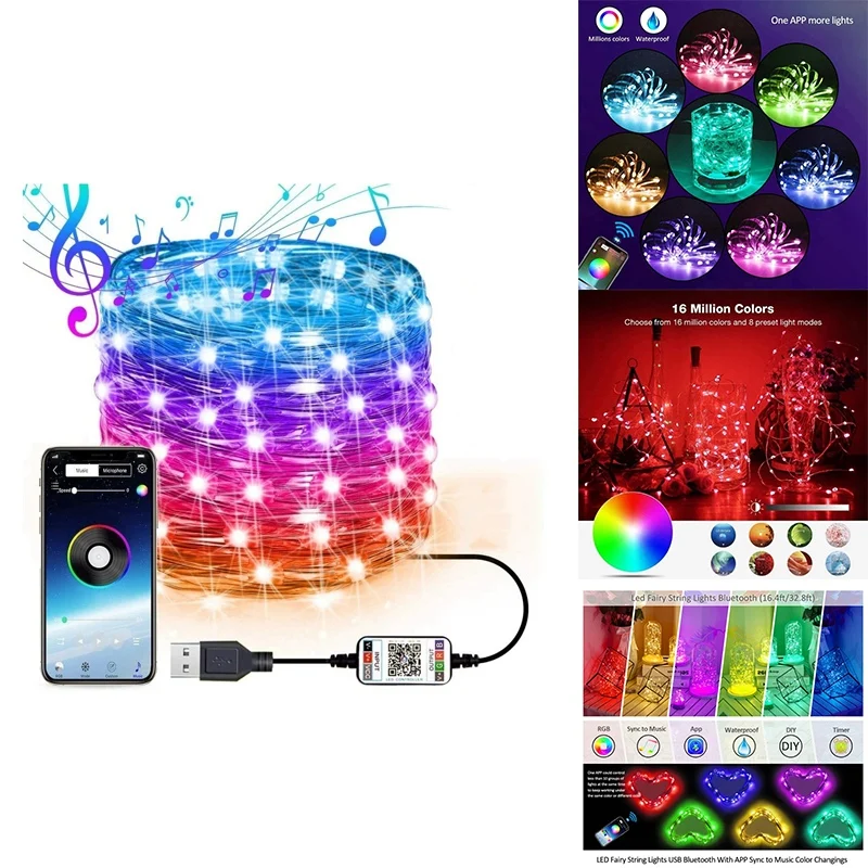GTBL USB Rgb Led Strip Fairy Lights App Controle Bluetooth Led Lamp Decoration Outdoor Room Holiday Lighting
GTBL USB Rgb Led Strip Fairy Lights App Controle Bluetooth Led Lamp Decoration Outdoor Room Holiday Lighting