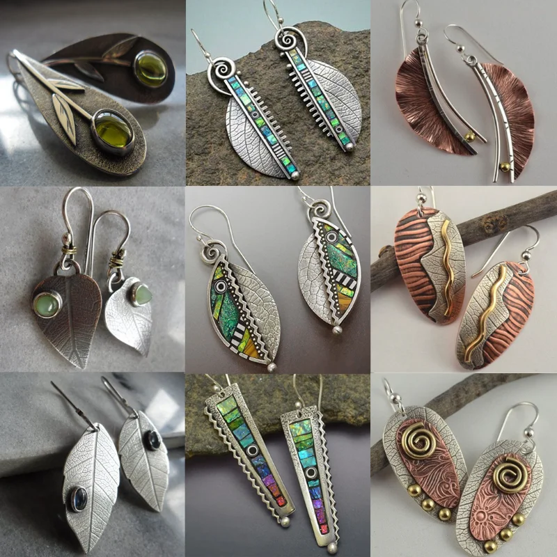 Vintage Plant Leaf Simulation Pattern Flower Elements Earrings for Women Ethnic Style Creative Party Jewelry Accessories
Vintage Plant Leaf Simulation Pattern Flower Elements Earrings for Women Ethnic Style Creative Party Jewelry Accessories