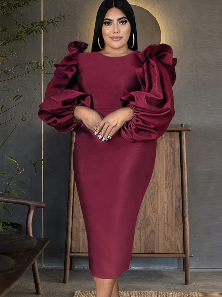 4XL Plus Size Dresses Women Ruched Splice Lantern Sleeve Robes Autumn New Fashion Solid Elegant Vintage Oversize Dress Vestidos
4XL Plus Size Dresses Women Ruched Splice Lantern Sleeve Robes Autumn New Fashion Solid Elegant Vintage Oversize Dress Vestidos
