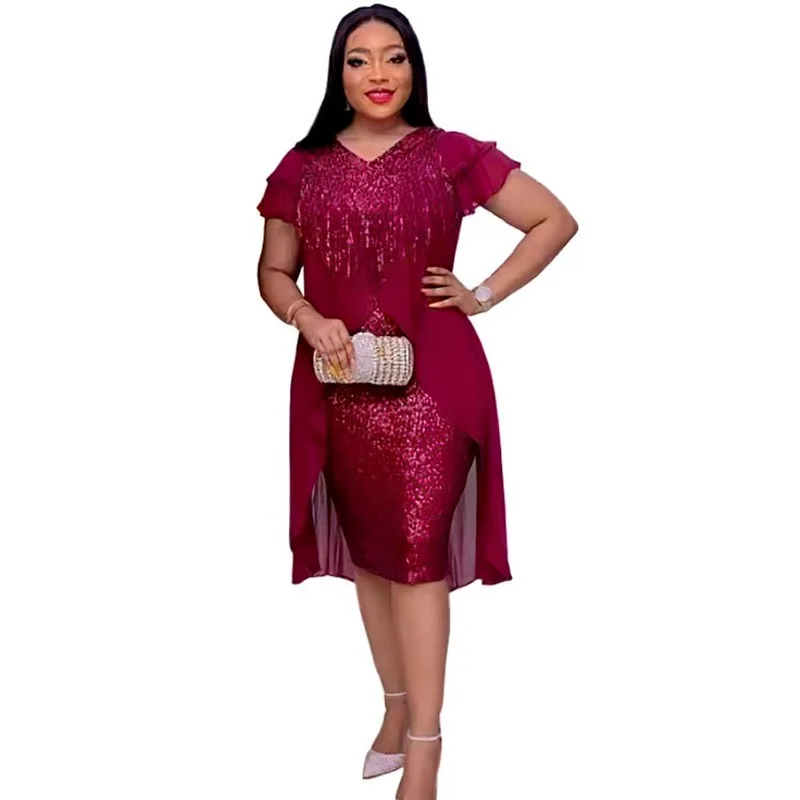 African Dresses For Women Summer Autumn Short Sleeve Black Sequined Midi Dress Wedding African Clothes African Boubou Dress
African Dresses For Women Summer Autumn Short Sleeve Black Sequined Midi Dress Wedding African Clothes African Boubou Dress