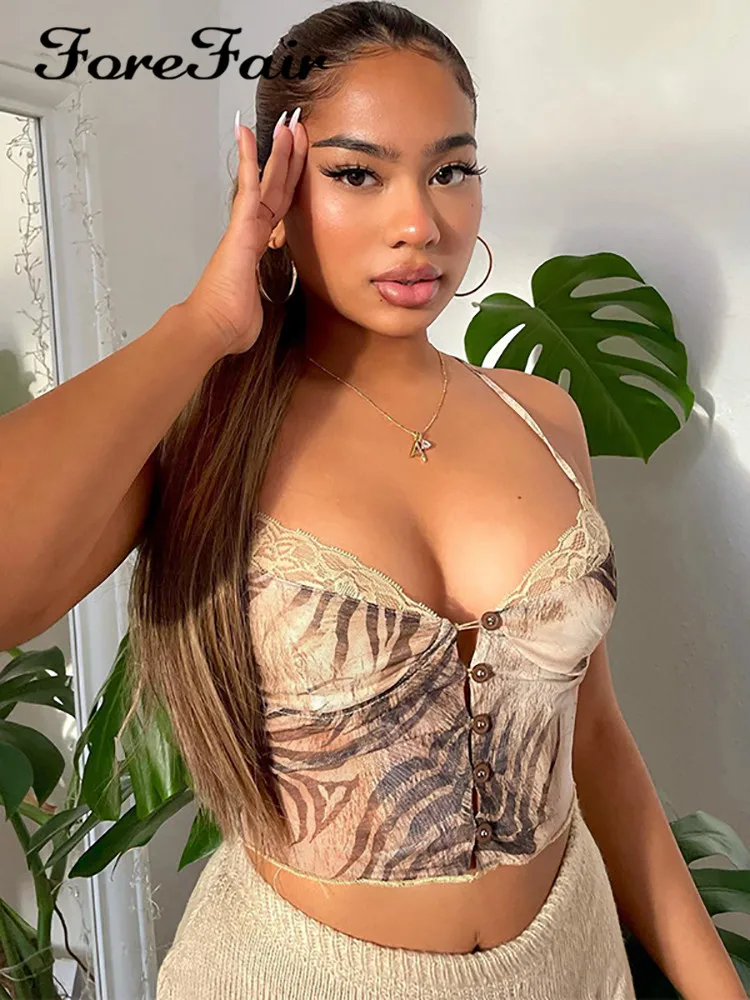 Forefair Leopard Print Y2k Mesh Crop Tops Women Brown Sleeveless V Neck Fashion Vintage Lace Cami Summer Tank Top Sexy Casual
Forefair Leopard Print Y2k Mesh Crop Tops Women Brown Sleeveless V Neck Fashion Vintage Lace Cami Summer Tank Top Sexy Casual