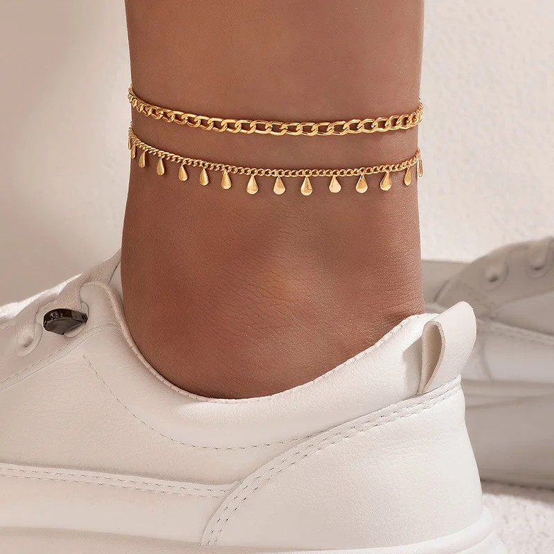 New 2022 Summer Beach Water Drop Wafer Double Layer Anklet Geometric Color Diamond Inlaid Multi-layer Anklet
New 2022 Summer Beach Water Drop Wafer Double Layer Anklet Geometric Color Diamond Inlaid Multi-layer Anklet