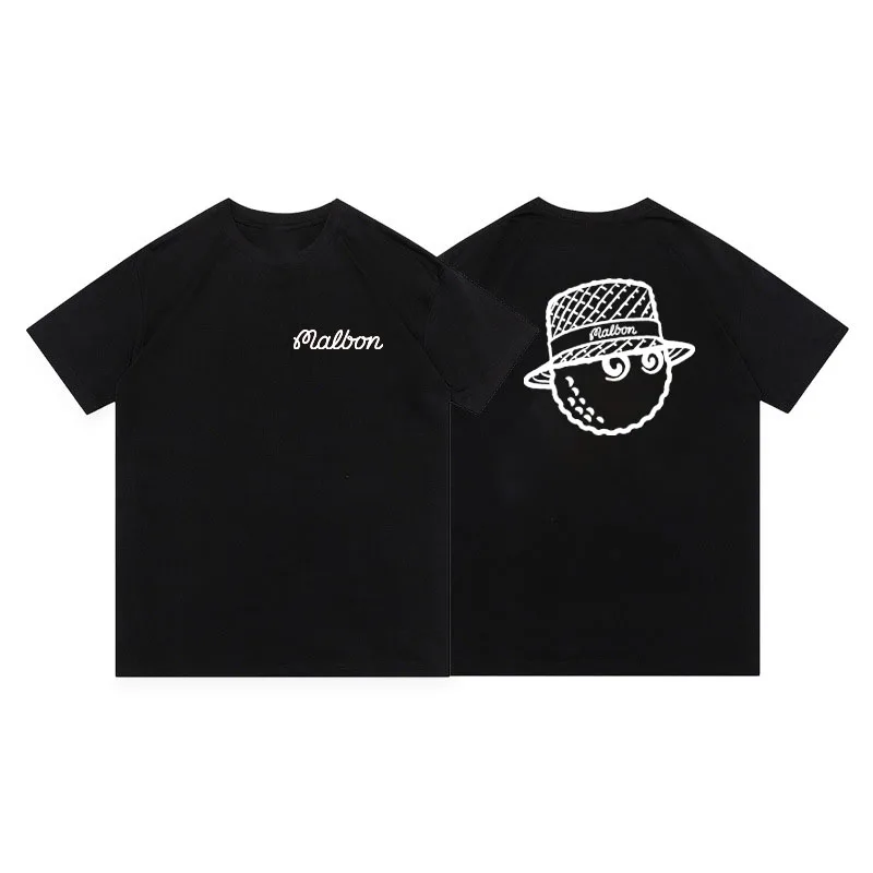 

Golf T-Shirt Men's Summer Cotton Top Golf Clothing Essential Script Large Bucket Hat Malbon Loose Street Short Sleeve T Shirt