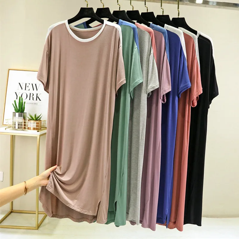 Fdfklak New Summer Modal Nightdress Women's Loose Thin Round Neck Short Sleeve Lady Nightgown Home Wear Sleepwear Dress
Fdfklak New Summer Modal Nightdress Women's Loose Thin Round Neck Short Sleeve Lady Nightgown Home Wear Sleepwear Dress