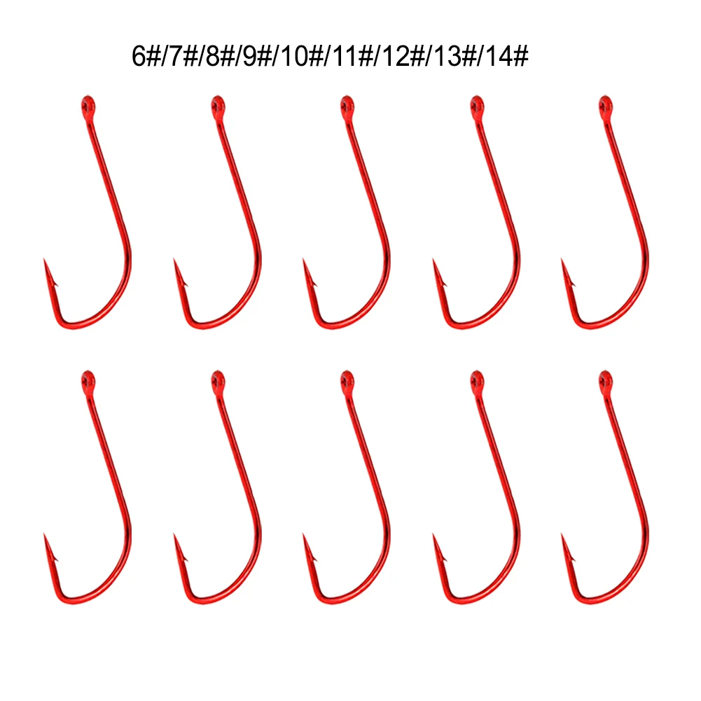 10pcs Long Shank Barbed Fishing Hook Double Barb Red Cover Fishhooks Size 6#~14# Hook With Single Circle Fishing Accessories
10pcs Long Shank Barbed Fishing Hook Double Barb Red Cover Fishhooks Size 6#~14# Hook With Single Circle Fishing Accessories