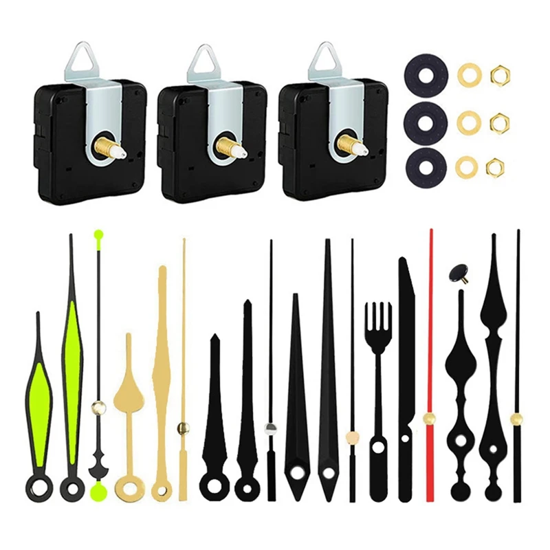 3Pcs Clock Mechanism Kit With 6 Different Clock Hand DIY Wall Clock Repair Replacement Motor Parts Silent Clock Easy Install
3Pcs Clock Mechanism Kit With 6 Different Clock Hand DIY Wall Clock Repair Replacement Motor Parts Silent Clock Easy Install