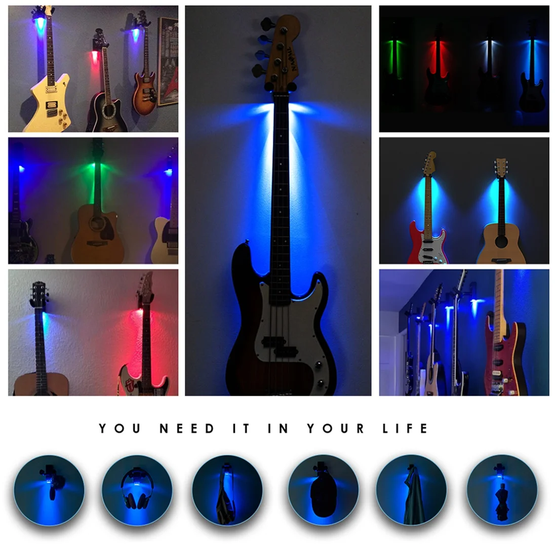 Durable Guitar Hanger Wall Hook Stand Guitarra Bracket Holder LED Light for Acoustic Electric Guitar Bass Banjo,Blue
Durable Guitar Hanger Wall Hook Stand Guitarra Bracket Holder LED Light for Acoustic Electric Guitar Bass Banjo,Blue
