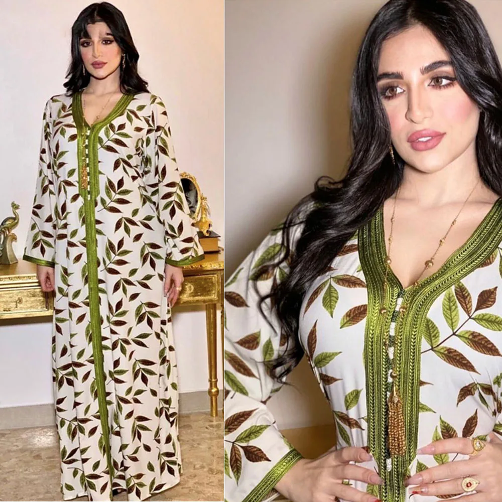 Leaf Printed Kaftan Woman Muslim Long Dress Abayas for Women Dubai Turkish Chiffon Dress Abaya Modest Arabic Clothes Jilbab Robe
Leaf Printed Kaftan Woman Muslim Long Dress Abayas for Women Dubai Turkish Chiffon Dress Abaya Modest Arabic Clothes Jilbab Robe
