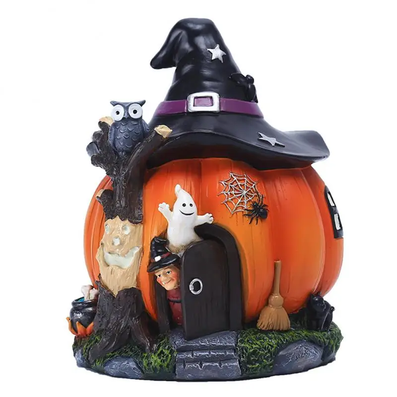 

Halloween Witch Fantasy Pumpkin House Decorations Luminous Resin Crafts Halloween Home Pumpkin Ornaments Holiday Gifts 2021
