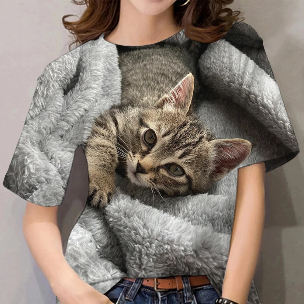 2023 Summer Fashion Breathable Short Sleeve T-Shirts Women Cute Cat 3D Print Famale O-Neck Harajuku Tee Casual Oversized Tee
2023 Summer Fashion Breathable Short Sleeve T-Shirts Women Cute Cat 3D Print Famale O-Neck Harajuku Tee Casual Oversized Tee