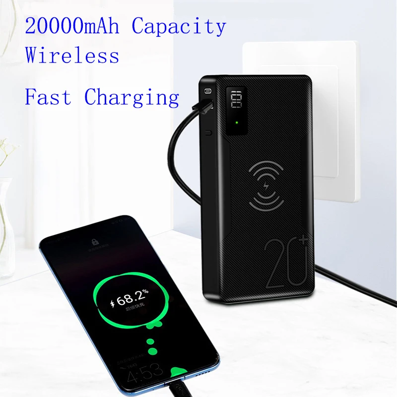 Newly Upgraded 20000 MAh Portable Mobile Power Bank with Built-in Plug Three Lines PD Fast Charging and Wireless Charging
Newly Upgraded 20000 MAh Portable Mobile Power Bank with Built-in Plug Three Lines PD Fast Charging and Wireless Charging