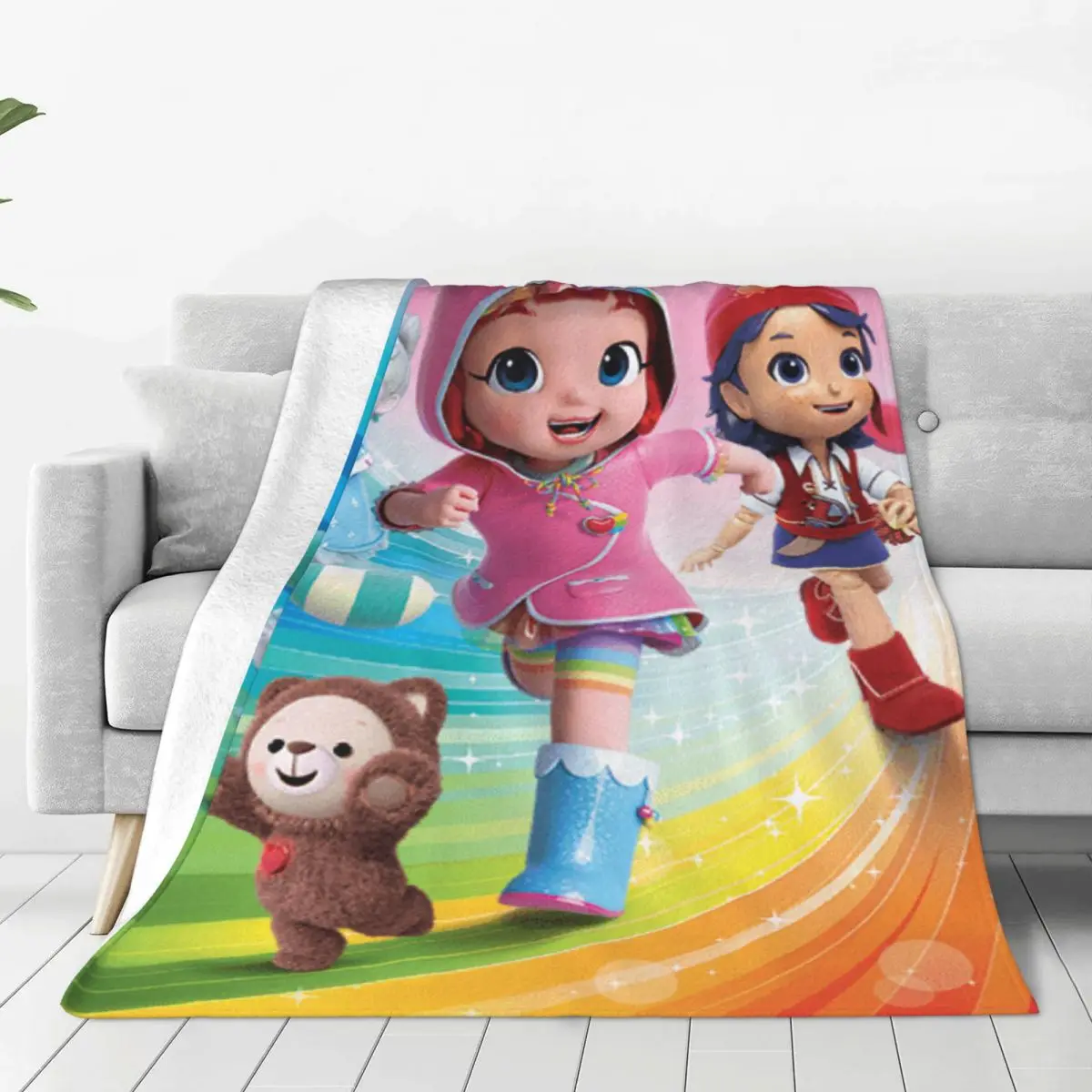 

Rainbow Ruby Cartoon Anime Blanket Lulu and bear cute Plush Throw Blankets Airplane Travel Printed Ultra-Soft Warm Bedspreads