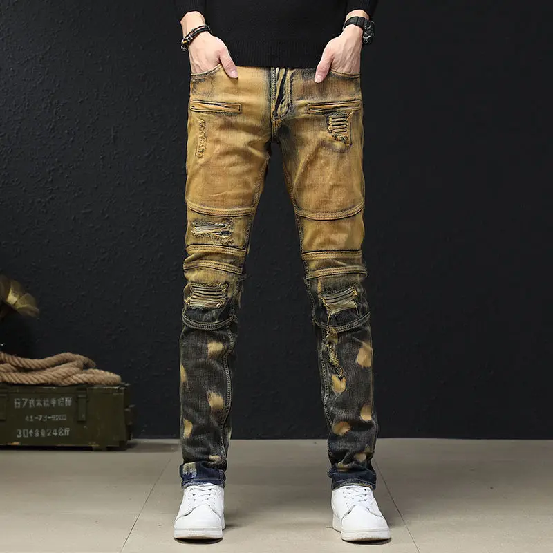Men's Jeans Skinny Slim Fit Pants Classic Jeans Pants Ripped Stretch Denim Pants MAN Elastic Waist Jogging Denim Trousers Y18 
Men's Jeans Skinny Slim Fit Pants Classic Jeans Pants Ripped Stretch Denim Pants MAN Elastic Waist Jogging Denim Trousers Y18