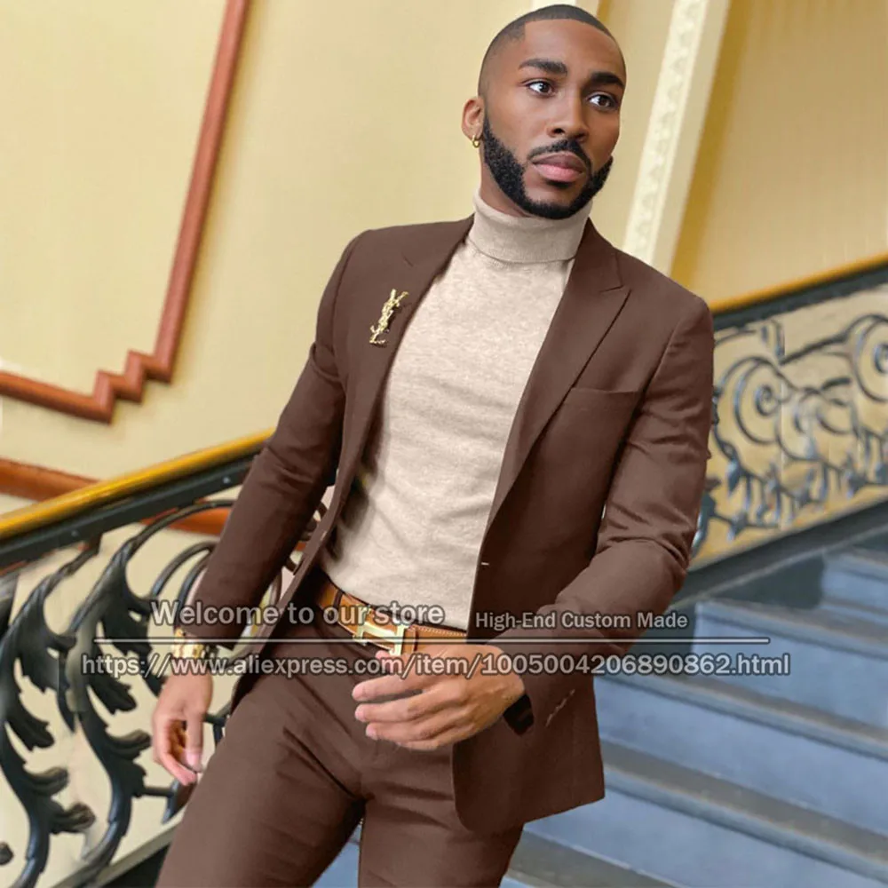 Classic Man Suits Smart Casual 2 Pieces Mens Jacket+Pants One Button Brown Coat Custom Made Business Office Work Blazer Skinny
Classic Man Suits Smart Casual 2 Pieces Mens Jacket+Pants One Button Brown Coat Custom Made Business Office Work Blazer Skinny