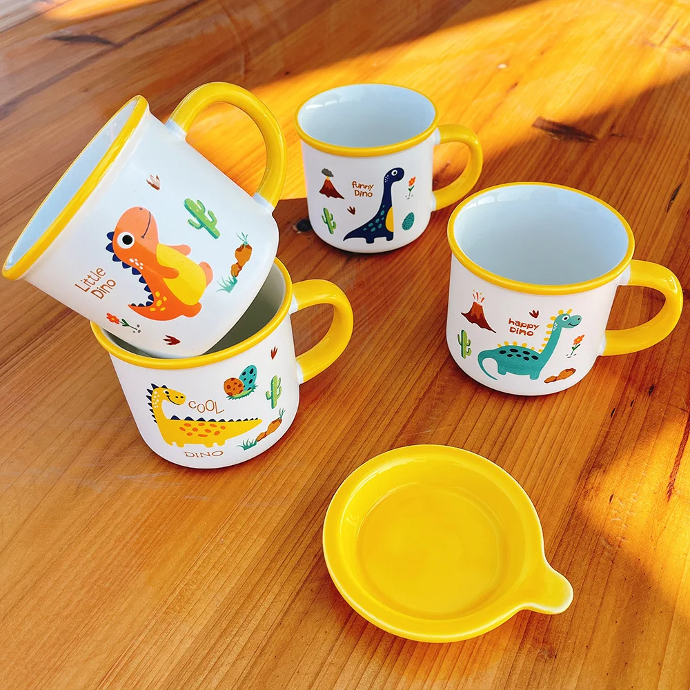 Новая детская керамическая чашка для завтрака, чашка с мультипликационным динозавром, чашка для молока, чашка для десертов, Подарочная детская чашка для молока, Симпатичные кофейные чашки 
Новая детская керамическая чашка для завтрака, чашка с мультипликационным динозавром, чашка для молока, чашка для десертов, Подарочная детская чашка для молока, Симпатичные кофейные чашки